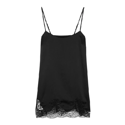 Fleur Of England Signature Lace-trimmed Silk-blend Slip Dress In Black