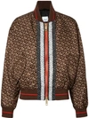 BURBERRY BURBERRY MONOGRAM STRIPE PRINT NYLON BOMBER JACKET - 棕色