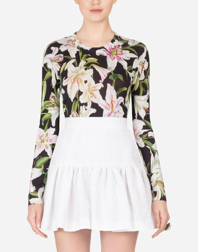 Dolce & Gabbana Lily-print Silk Sweater In Multi