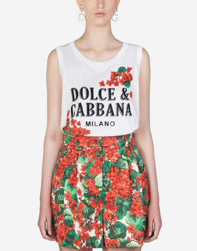 Dolce & Gabbana Jersey Tank With Print In Multi
