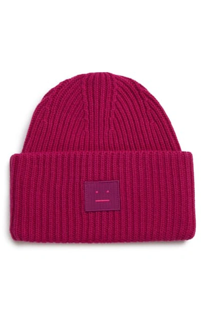 Acne Studios Pansy N Face Beanie In Magenta Pink Wool