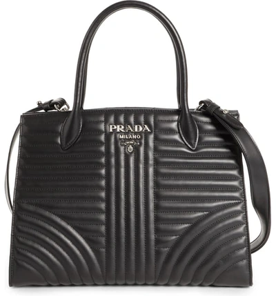 Prada Matelassé Leather Shoulder Bag In Baltico