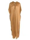 STELLA MCCARTNEY WOMEN'S PLEATED TIE-WAIST SATIN MAXI DRESS,0400010943779