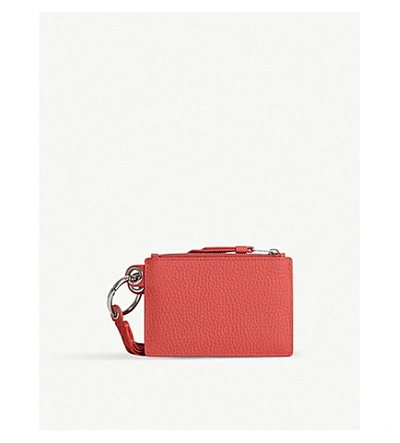Allsaints Dive Leather Key Fob In Coral Pink