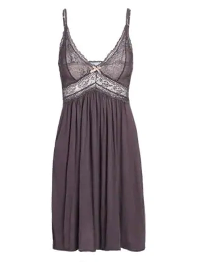 Eberjey Colette Lace Detail Chemise In Pebble
