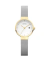 BERING LADIES' SLIM SOLAR TWO TONE STAINLESS STEEL CASE AND MESH WATCH