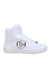 PHILIPP PLEIN SNEAKERS HI-TOP STATEMENT IN WHITE COLOR LEATHER,10963618