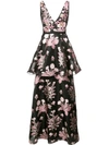 MARCHESA NOTTE EMBELLISHED FLORAL SLEEVELESS GOWN