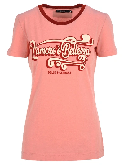Dolce & Gabbana Lamore È Bellezza Print T-shirt In Pink
