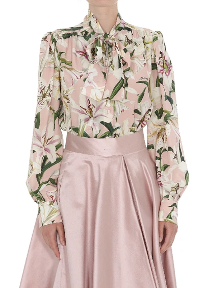 Dolce & Gabbana Lilium Print Shirt In Pink