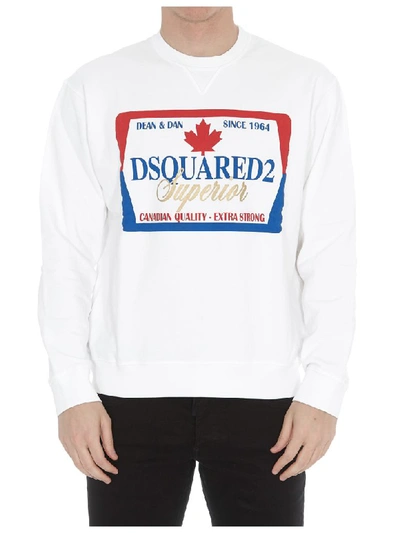 Dsquared2 Felpa In Cotone Con Stampa E Logo In White