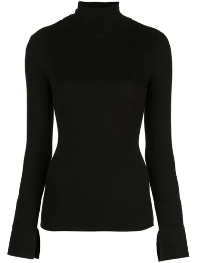 Proenza Schouler Roll-neck Silk-blend Sweater With Split-cuff In Black