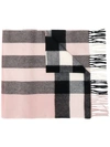 BURBERRY BURBERRY CASHMERE CHECK SCARF - PINK