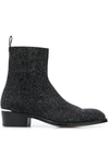 ALEXANDER MCQUEEN GLITTERED ANKLE BOOTS