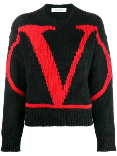 Valentino Wool Sweater Vlogo In Black