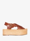 CHLOÉ CHLOÉ BROWN LAUREN LEATHER FLATFORM ESPADRILLES,CHC19A1929127S13998080