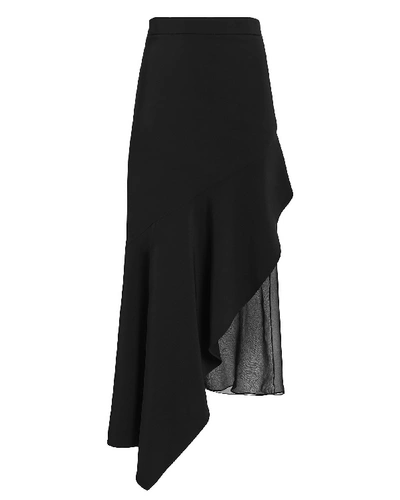 Cushnie Asymmetrical Chiffon High Waist Skirt In Black