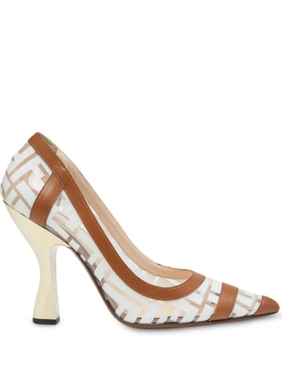 Fendi Colibri Ff Logo-printed 105mm Pumps In Neutrals