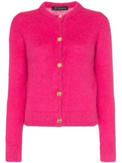 Versace Fluffy Knitted Cardigan - 粉色 In A1230 Fuxia