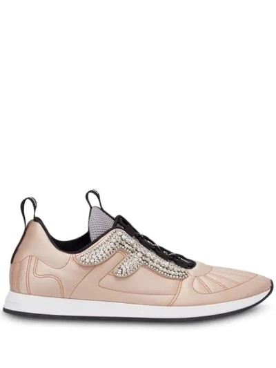 Fendi Freedom Stretch Trainers With Crystals In Pink