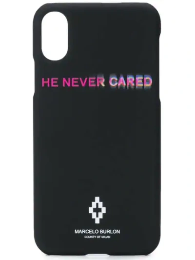 Marcelo Burlon County Of Milan He Never Cared Iphone X Case - 黑色 In Black