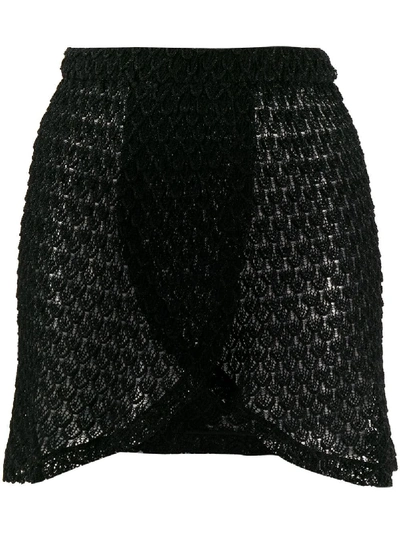 Missoni Mare Feathered Crochet Mini Skirt - Black