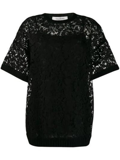 Valentino Heavy Lace T-shirt - 黑色 In Black