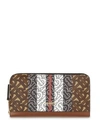 BURBERRY MONOGRAM STRIPE E-CANVAS AND LEATHER ZIPAROUND WALLET