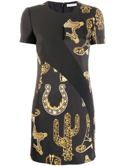 Versace Collection Short Printed Dress - Schwarz In Black