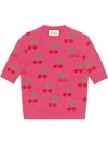 GUCCI KNITTED TOP IN WOOL WITH GG CHERRY JACQUARD