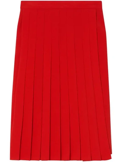Burberry Stretch Cady Pleated Skirt In Red