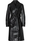 BURBERRY D-RING DETAIL CRINKLED LEATHER TRENCH COAT