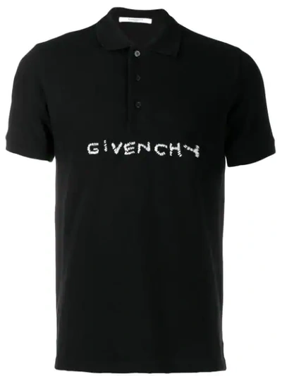 Givenchy Logo-embroidered Cotton-piqué Polo Shirt In Black