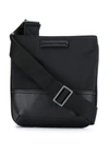 EMPORIO ARMANI EMPORIO ARMANI LEATHER TRIM SHOULDER BAG - BLACK