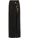 VERSACE VERSACE SAFETY PIN-EMBELLISHED MAXI SKIRT - 黑色