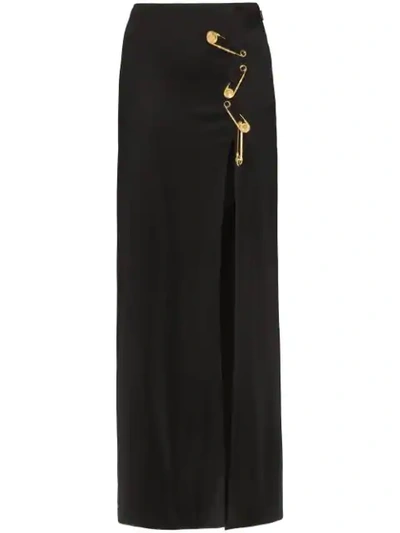 Versace Safety Pin Maxi Skirt In Black