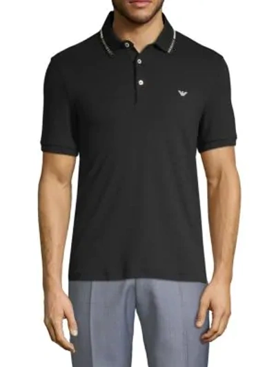Emporio Armani Logo Short-sleeve Polo In Black