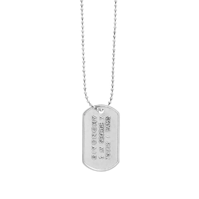 Givenchy Tag Necklace In Silver