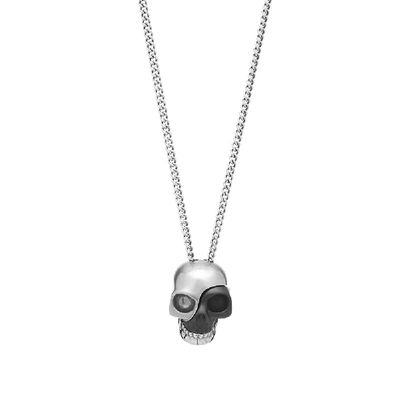 Alexander Mcqueen Stacked Fragment Skull Necklace In Silver