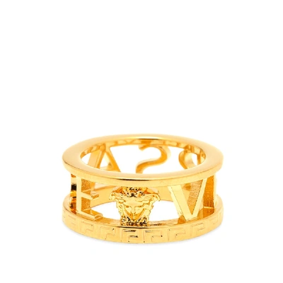 Versace Logo Ring In Gold