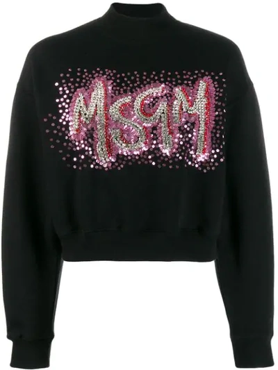 Msgm Embellished Logo Sweatshirt In Black