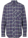 BURBERRY BURBERRY SMALL SCALE CHECK STRETCH COTTON SHIRT - 蓝色