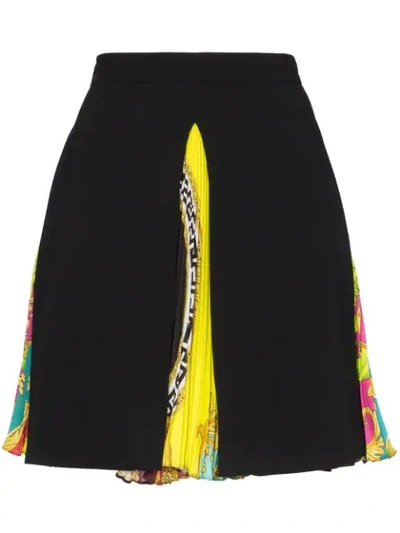 Versace Skirt With Baroque Voyage Printed Inserts In Multicolor