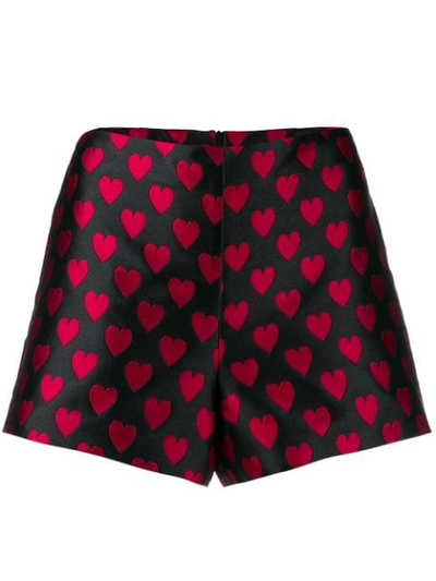 Red Valentino Redvalentino Heart Motif Jacquard Shorts In Black