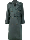 GIVENCHY GIVENCHY BELTED OVERSIZED TRENCH COAT - 绿色