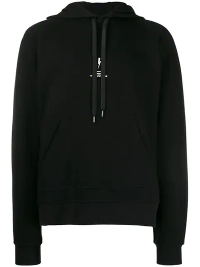 Neil Barrett Oversized Hoodie With Thunder Print In Black