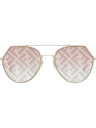 Fendi Monogram Sunglasses In Gold