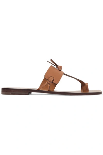 Zimmermann 10mm Knotted Leather Flat Sandals In Brown