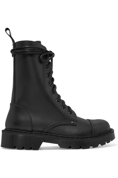 Vetements Lace-up Leather Ankle Boots In Black