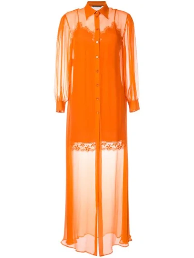 Alberta Ferretti Sheer Layered Dress In Orange